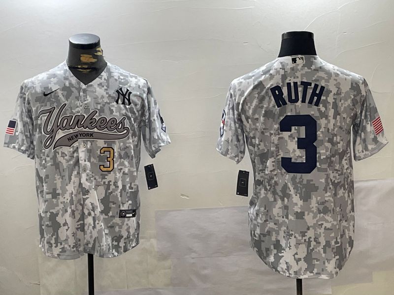 Men New York Yankees #3 Ruth Camo Joint Name 2024 Nike MLB Jersey style 2